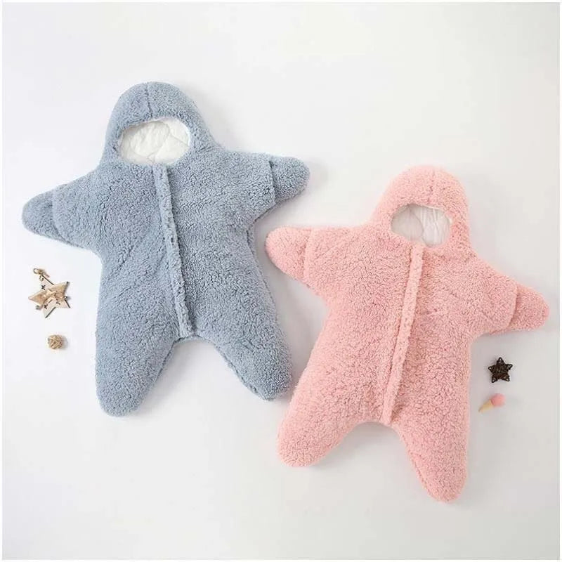 Newborn Baby Boy Girl Kids Cartoon Hooded Romper Jumpsuit Bodysuit Clothes Outfits Long Sleeve Playsuit Toddler One Piece Outfit Starfish Baby