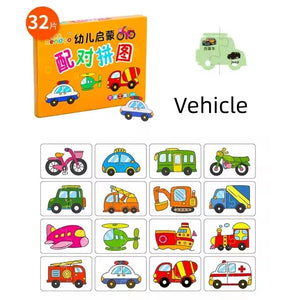 32pcs Children Cards Matching Game Baby Cognition Jigsaw Toys Animal Puzzle Waterproof Educational Toys Unusual Learning Gift