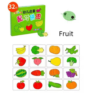 32pcs Children Cards Matching Game Baby Cognition Jigsaw Toys Animal Puzzle Waterproof Educational Toys Unusual Learning Gift