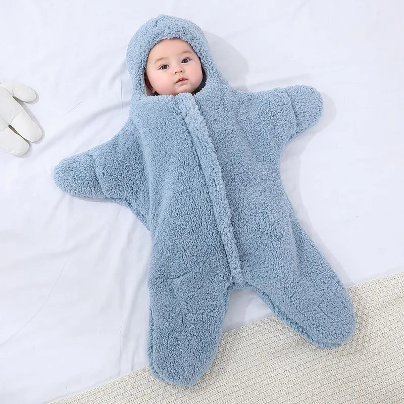 Newborn Baby Boy Girl Kids Cartoon Hooded Romper Jumpsuit Bodysuit Clothes Outfits Long Sleeve Playsuit Toddler One Piece Outfit Starfish Baby