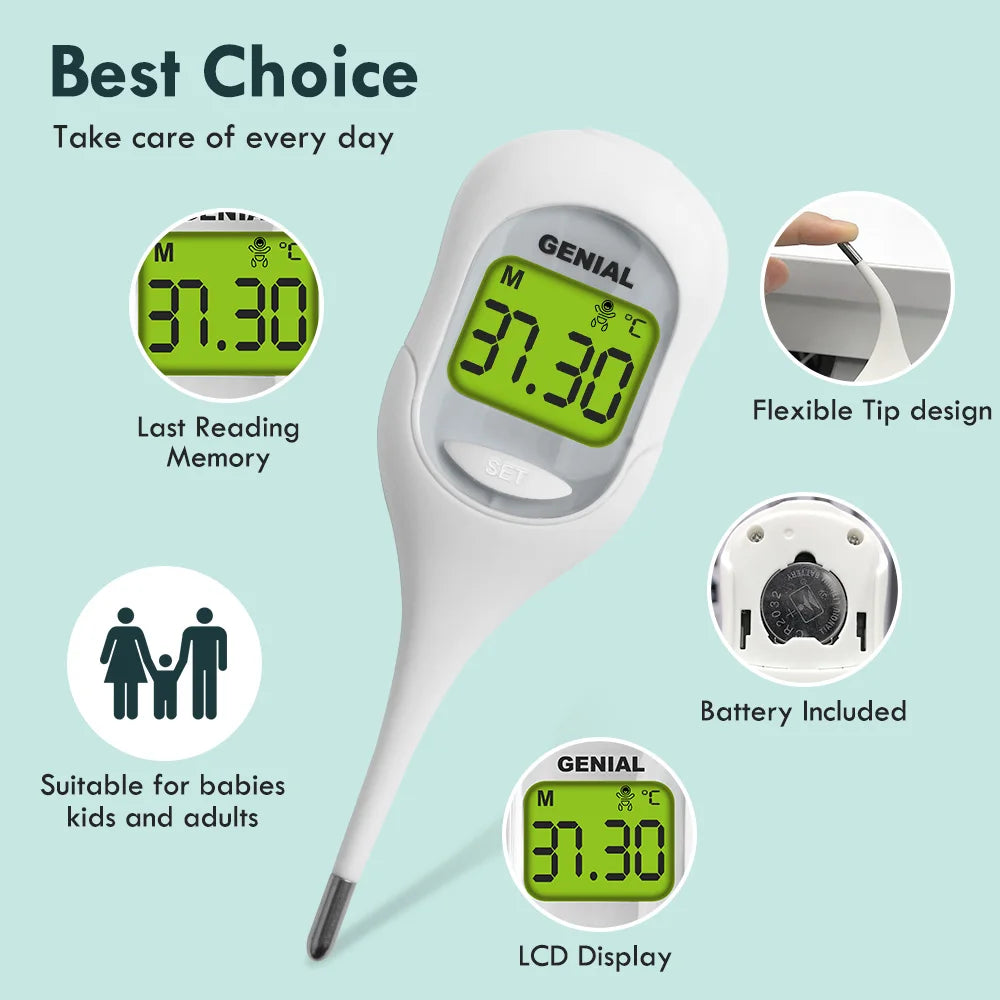 8 Sec Fast Reading Digital Oral Thermometer for Adult, Kid and Baby, Oral,Underarm Temperature Measurement for Fever