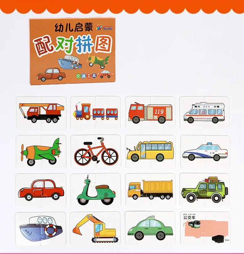 32pcs Children Cards Matching Game Baby Cognition Jigsaw Toys Animal Puzzle Waterproof Educational Toys Unusual Learning Gift