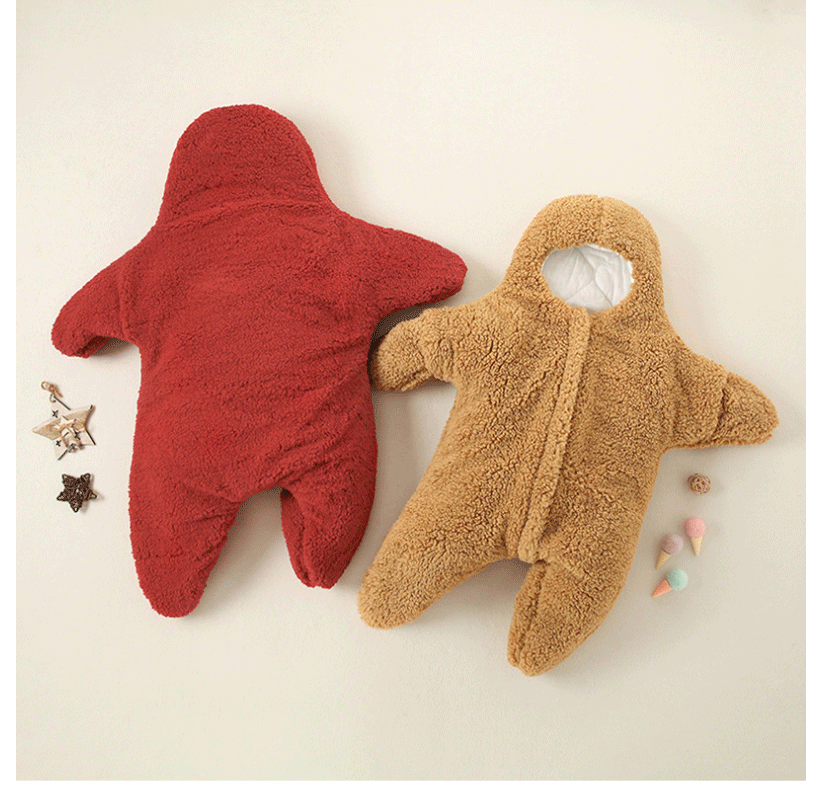 Newborn Baby Boy Girl Kids Cartoon Hooded Romper Jumpsuit Bodysuit Clothes Outfits Long Sleeve Playsuit Toddler One Piece Outfit Starfish Baby