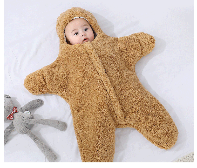 Newborn Baby Boy Girl Kids Cartoon Hooded Romper Jumpsuit Bodysuit Clothes Outfits Long Sleeve Playsuit Toddler One Piece Outfit Starfish Baby